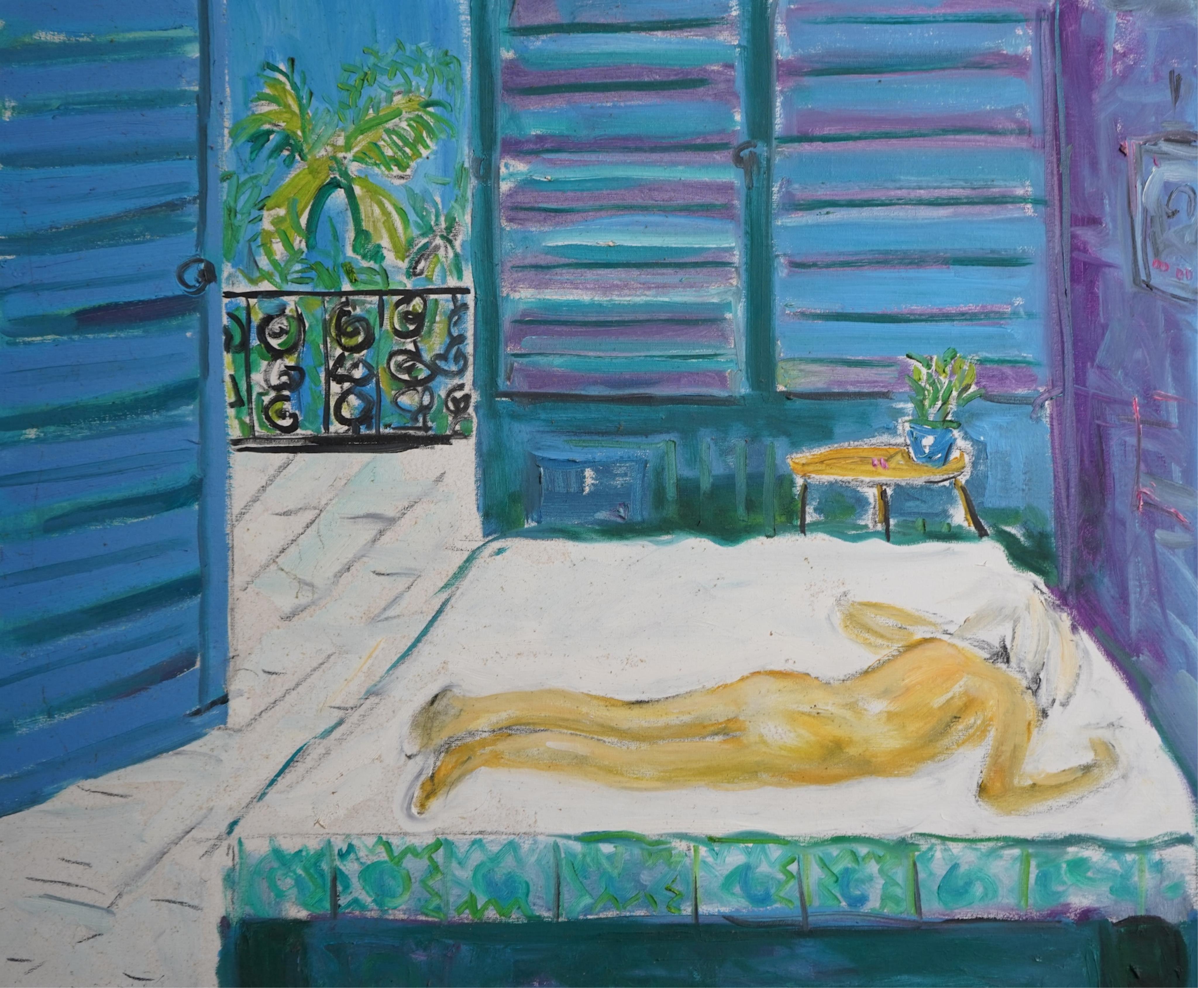 Padraig Macmiadhachain, Irish 1929-2017, 'Jane sleeping in the warmth of a blue shuttered room, Tunisia, '94'